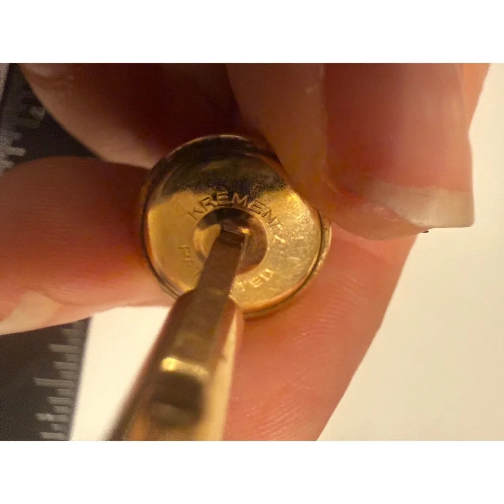 Vintage Krementz Gold Tone Round Iridescent Single Replacement Cufflink Patented